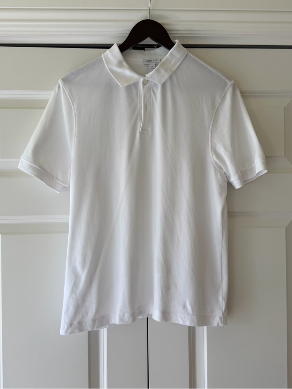 Sunspel Pique Polo Shirt in White — Size Medium